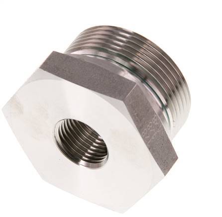 G 1 1/2'' x G 1/2'' M/F Stainless steel Reducing Adapter 315 Bar - Hydraulic