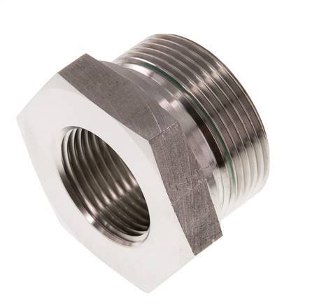 G 1 1/2'' x G 1'' M/F Stainless steel Reducing Adapter 315 Bar - Hydraulic