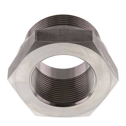G 2'' x G 1 1/2'' M/F Stainless steel Reducing Adapter 250 Bar - Hydraulic
