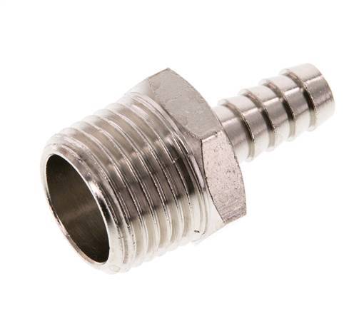 R 1/2'' Male x 9mm Nickel plated Brass Hose barb 16 Bar [2 Pieces]