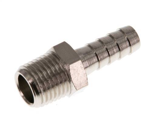 R 1/4'' Male x 8mm Nickel plated Brass Hose barb 16 Bar [5 Pieces]