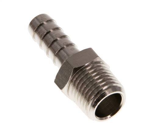 R 1/4'' Male x 8mm Nickel plated Brass Hose barb 16 Bar [5 Pieces]