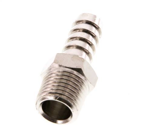 R 1/4'' Male x 9mm Nickel plated Brass Hose barb 16 Bar [5 Pieces]
