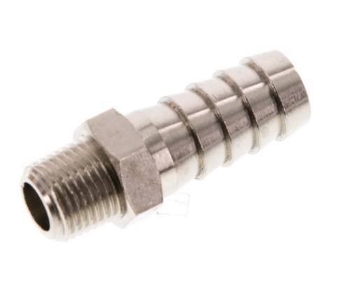 R 1/8'' Male x 10mm Nickel plated Brass Hose barb 16 Bar [5 Pieces]