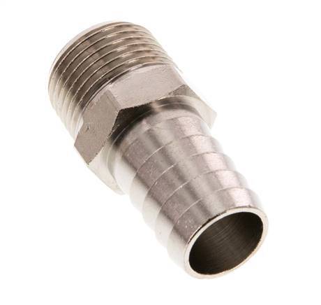 R 3/8'' Male x 13mm Nickel plated Brass Hose barb 16 Bar [2 Pieces]