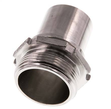 G 1 1/2'' Male x 38mm Stainless steel Hose barb with Safety Collar DIN 2817