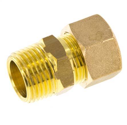 R 1/2'' Male x 15mm Brass Straight Compression Fitting 82 Bar DIN EN 1254-2
