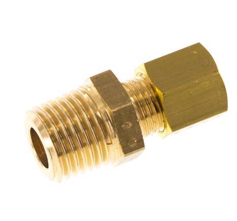 R 1/4'' Male x 5mm Brass Straight Compression Fitting 150 Bar DIN EN 1254-2