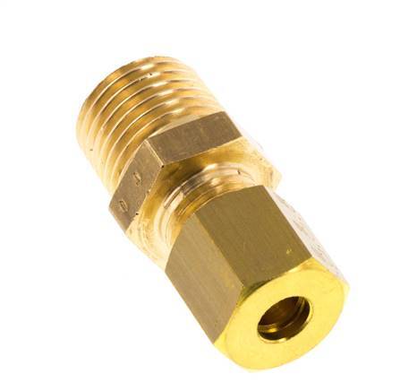 R 1/4'' Male x 5mm Brass Straight Compression Fitting 150 Bar DIN EN 1254-2