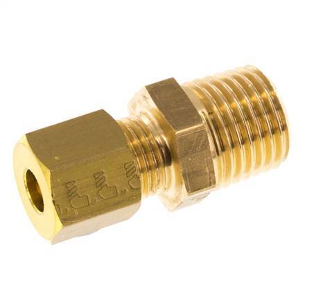 R 1/4'' Male x 5mm Brass Straight Compression Fitting 150 Bar DIN EN 1254-2