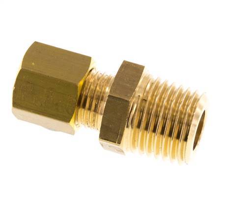 R 1/4'' Male x 5mm Brass Straight Compression Fitting 150 Bar DIN EN 1254-2