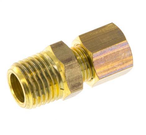 R 1/4'' Male x 6mm Brass Straight Compression Fitting 150 Bar DIN EN 1254-2 [2 Pieces]