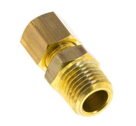 R 1/4'' Male x 6mm Brass Straight Compression Fitting 150 Bar DIN EN 1254-2 [2 Pieces]