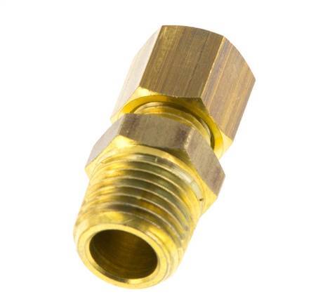 R 1/4'' Male x 6mm Brass Straight Compression Fitting 150 Bar DIN EN 1254-2 [2 Pieces]