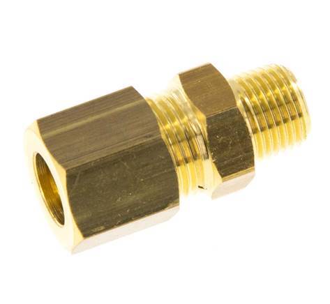 R 1/8'' Male x 8mm Brass Straight Compression Fitting 135 Bar DIN EN 1254-2 [2 Pieces]