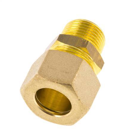 R 3/8'' Male x 14mm Brass Straight Compression Fitting 89 Bar DIN EN 1254-2