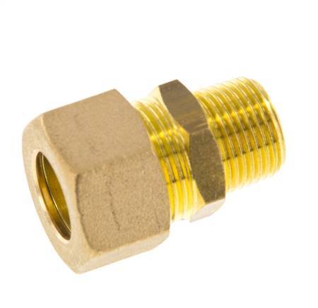 R 3/8'' Male x 14mm Brass Straight Compression Fitting 89 Bar DIN EN 1254-2