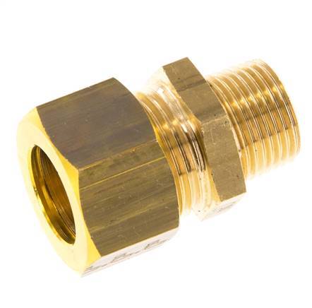 R 3/8'' Male x 15mm Brass Straight Compression Fitting 82 Bar DIN EN 1254-2