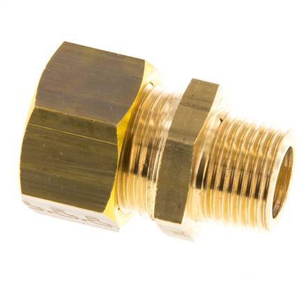 R 3/8'' Male x 15mm Brass Straight Compression Fitting 82 Bar DIN EN 1254-2