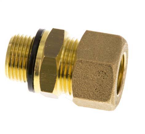 G 3/8'' Male x 14mm Brass Straight Compression Fitting with PA Seal 89 Bar DIN EN 1254-2