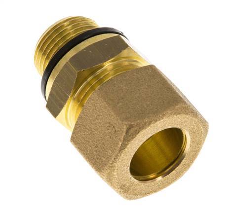 G 3/8'' Male x 14mm Brass Straight Compression Fitting with PA Seal 89 Bar DIN EN 1254-2