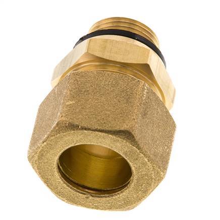 G 3/8'' Male x 16mm Brass Straight Compression Fitting with PA Seal 76 Bar DIN EN 1254-2