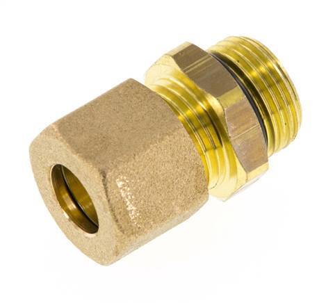 G 3/8'' Male x 10mm Brass Straight Compression Fitting with NBR Seal 95 Bar DIN EN 1254-2