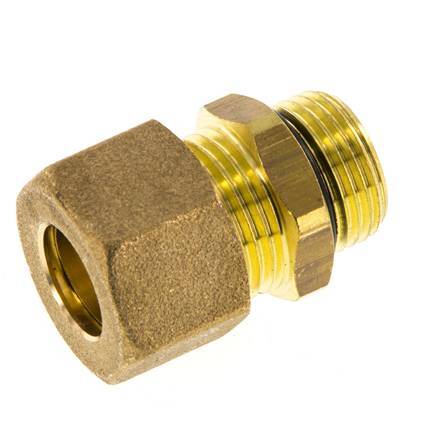 G 3/8'' Male x 12mm Brass Straight Compression Fitting with NBR Seal 75 Bar DIN EN 1254-2