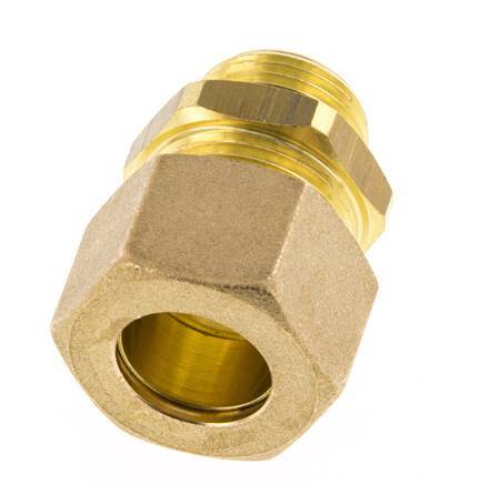 G 3/8'' Male x 14mm Brass Straight Compression Fitting with NBR Seal 89 Bar DIN EN 1254-2