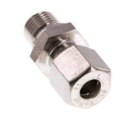 G 1/4'' Male x 8L Stainless steel Straight Compression Fitting 315 Bar DIN 2353