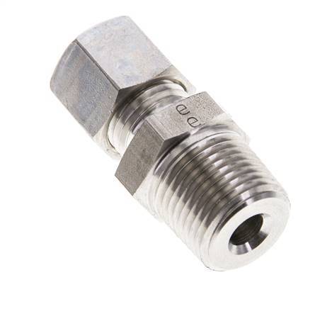 3/8'' NPT Male x 8L Stainless steel Straight Compression Fitting 315 Bar DIN 2353