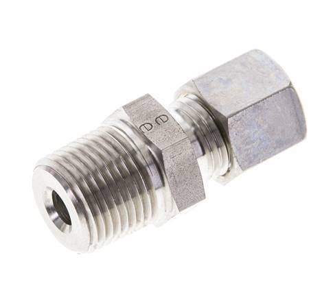 3/8'' NPT Male x 8L Stainless steel Straight Compression Fitting 315 Bar DIN 2353