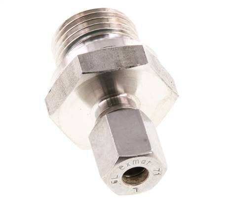 G 1/2'' Male x 6L Stainless steel Straight Compression Fitting with FKM Seal 315 Bar DIN 2353