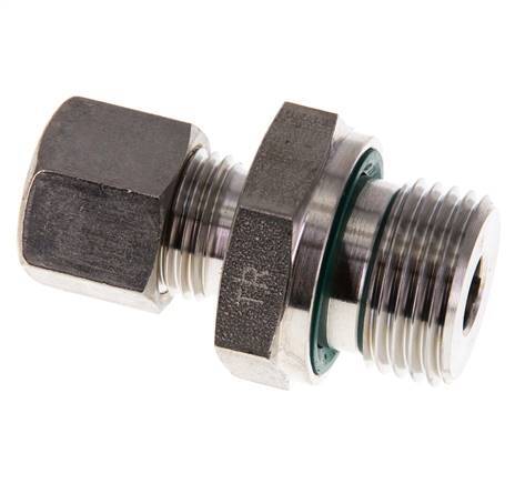 G 1/2'' Male x 10L Stainless steel Straight Compression Fitting with FKM Seal 315 Bar DIN 2353