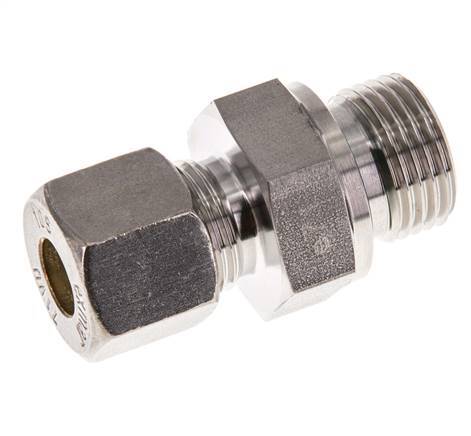 G 1/2'' Male x 10S Stainless steel Straight Compression Fitting with FKM Seal 630 Bar DIN 2353