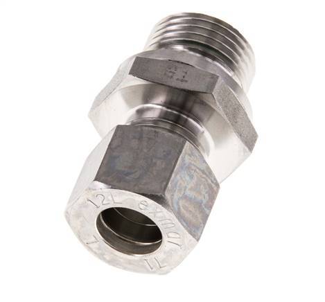 G 1/2'' Male x 12L Stainless steel Straight Compression Fitting with FKM Seal 315 Bar DIN 2353