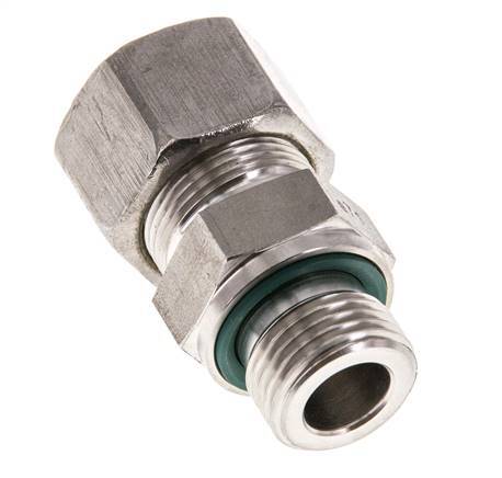 G 1/2'' Male x 16S Stainless steel Straight Compression Fitting with FKM Seal 400 Bar DIN 2353
