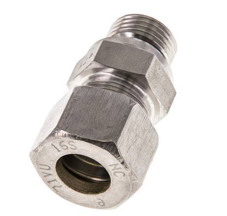 G 1/2'' Male x 16S Stainless steel Straight Compression Fitting with FKM Seal 400 Bar DIN 2353