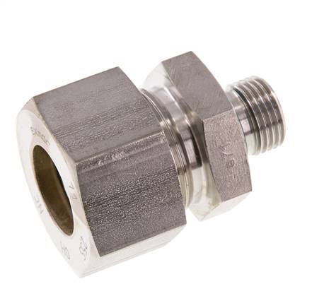G 1/2'' Male x 25S Stainless steel Straight Compression Fitting with FKM Seal 400 Bar DIN 2353