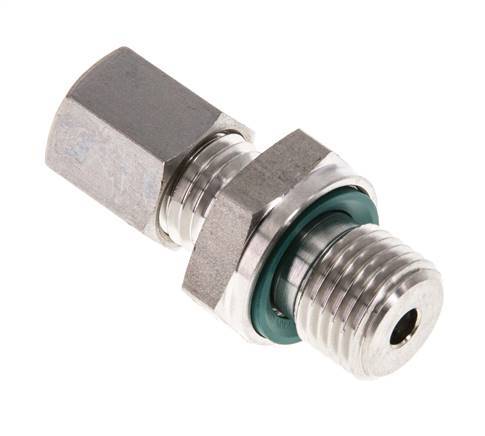 G 1/4'' Male x 6L Stainless steel Straight Compression Fitting with FKM Seal 315 Bar DIN 2353