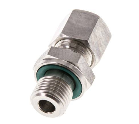 G 1/4'' Male x 8L Stainless steel Straight Compression Fitting with FKM Seal 315 Bar DIN 2353