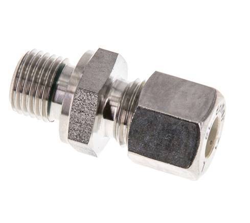 G 1/4'' Male x 8L Stainless steel Straight Compression Fitting with FKM Seal 315 Bar DIN 2353