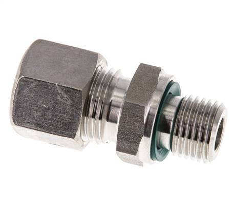 G 1/4'' Male x 10L Stainless steel Straight Compression Fitting with FKM Seal 315 Bar DIN 2353