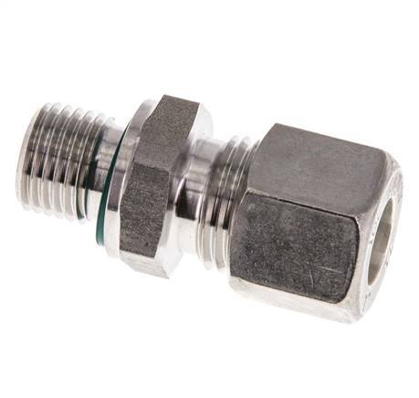 G 1/4'' Male x 10L Stainless steel Straight Compression Fitting with FKM Seal 315 Bar DIN 2353