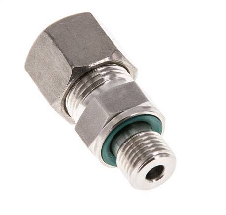 G 1/4'' Male x 10S Stainless steel Straight Compression Fitting with FKM Seal 630 Bar DIN 2353