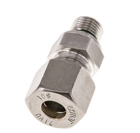 G 1/4'' Male x 10S Stainless steel Straight Compression Fitting with FKM Seal 630 Bar DIN 2353