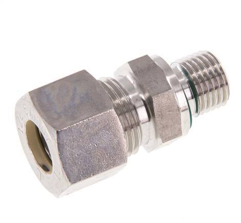 G 1/4'' Male x 12L Stainless steel Straight Compression Fitting with FKM Seal 315 Bar DIN 2353