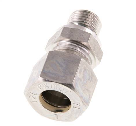 G 1/4'' Male x 12L Stainless steel Straight Compression Fitting with FKM Seal 315 Bar DIN 2353