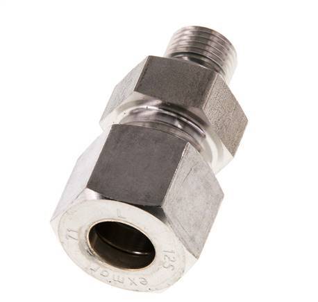 G 1/4'' Male x 12S Stainless steel Straight Compression Fitting with FKM Seal 630 Bar DIN 2353