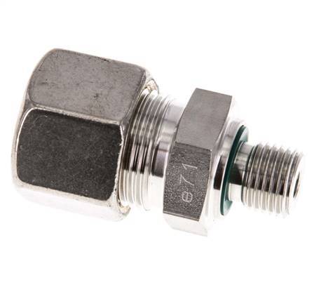 G 1/4'' Male x 14S Stainless steel Straight Compression Fitting with FKM Seal 630 Bar DIN 2353